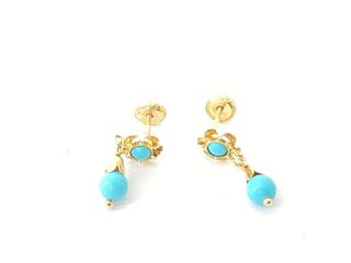 pendientes oro 18k con piedra con turquesa