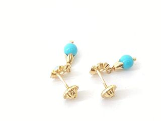 pendientes oro 18k con piedra con turquesa