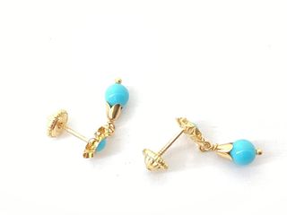 pendientes oro 18k con piedra con turquesa