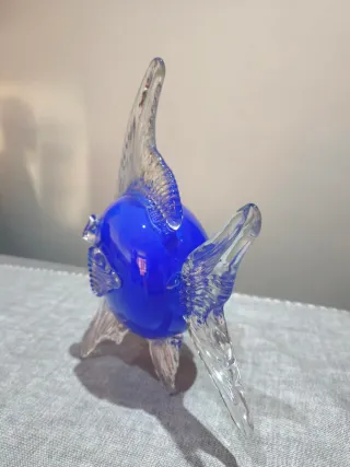 Pesce Vintage in Cristallo Blu Stile Murano