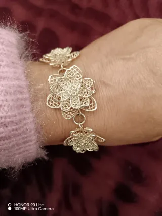 Bracciale donna fiore argento