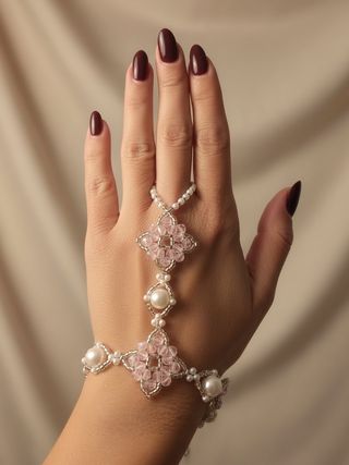 Bracciale anello artigianale schiavo perle fiume