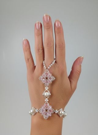 Bracciale anello artigianale schiavo perle fiume