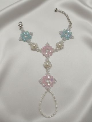 Bracciale anello artigianale schiavo perle fiume