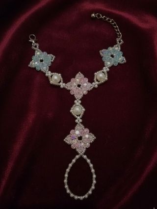 Bracciale anello artigianale schiavo perle fiume