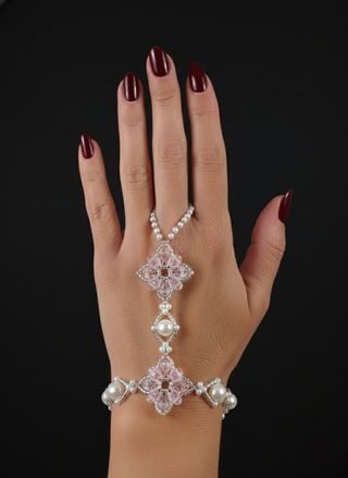 Bracciale anello artigianale schiavo perle fiume