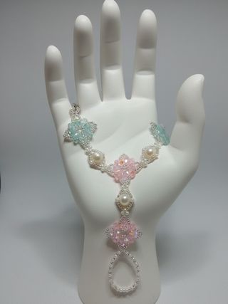 Bracciale anello artigianale schiavo perle fiume