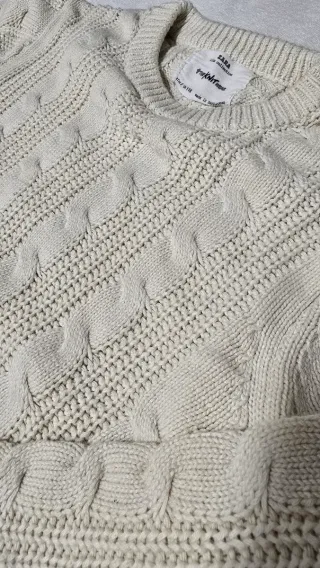 Maglione Zara cotone avorio trecce
