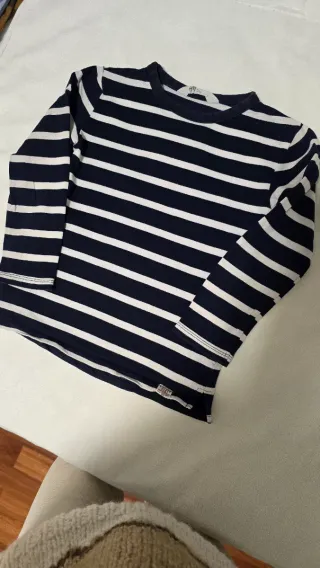 Felpa bambino a righe blu e bianche