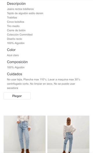 Pantalones vaqueros Mango talla 46