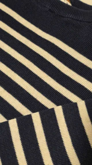 Maglioncino bambino righe blu e beige 4-6 anni