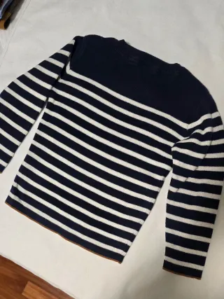 Maglioncino bambino righe blu e beige 4-6 anni