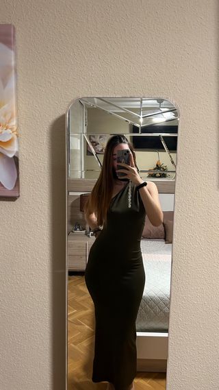 Vestido verde oliva talla XS nuevo a estreno fiest