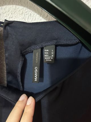 Vestido azul mango talla L recto fiesta elegante