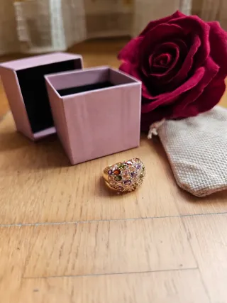 Anello donna zirconi colorati acciaio