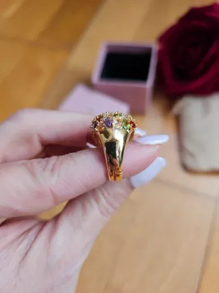 Anello donna zirconi colorati acciaio