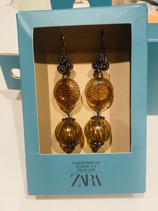 Pendientes Zara cristal ocre y Ámbar
