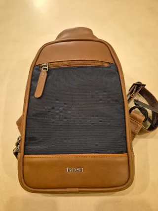 Borsa a tracolla uomo BOSI in pelle marrone