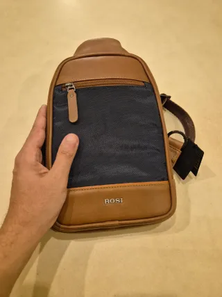 Borsa a tracolla uomo BOSI in pelle marrone