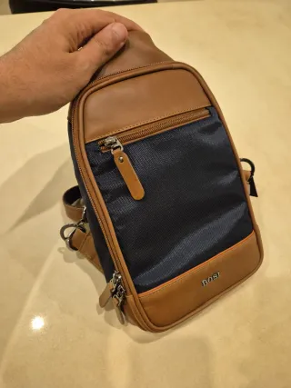 Borsa a tracolla uomo BOSI in pelle marrone