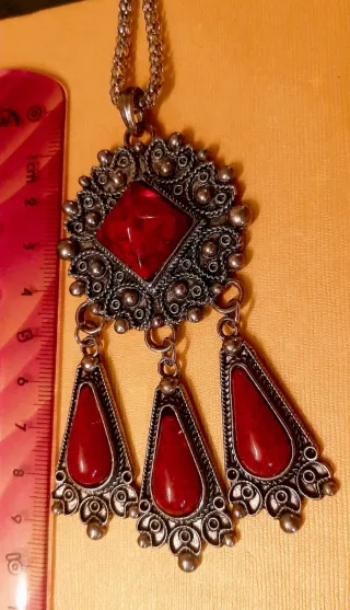 Conjunto Joyas Colgante y Pendientes Rojo