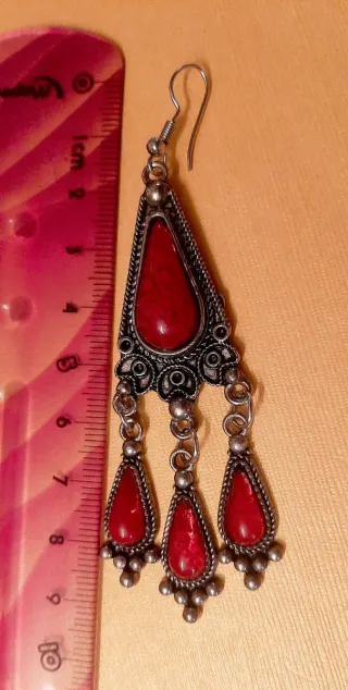 Conjunto Joyas Colgante y Pendientes Rojo