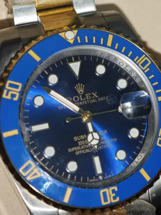 Reloj Rolex Submariner Automático Azul Dorado