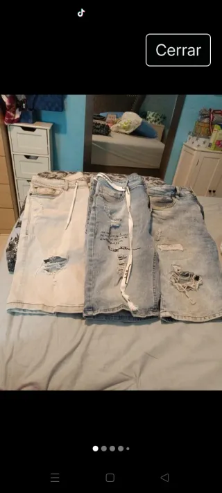 Pantalones cortos vaqueros rotos hombre