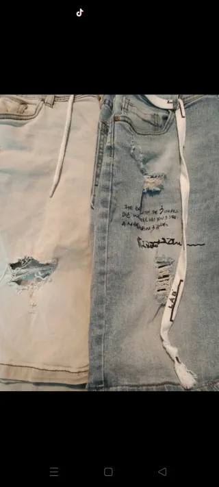 Pantalones cortos vaqueros rotos hombre