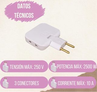 Pack 3 Ladrón Enchufe Plano múltiple de Pared de 3