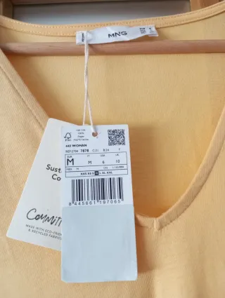 Vestido Mango Algodón Sostenible color mandarina