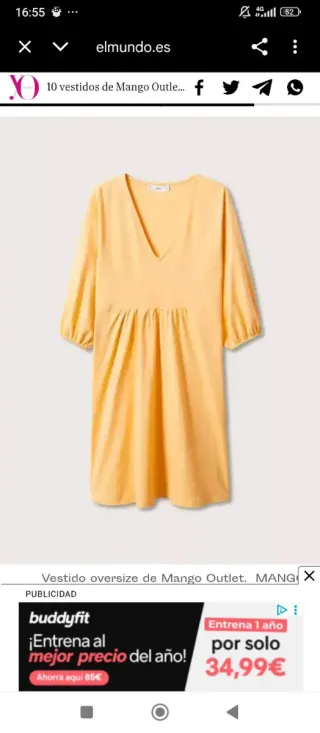 Vestido Mango Algodón Sostenible color mandarina