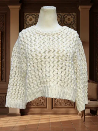 Suéter Zara Punto Grueso Crema