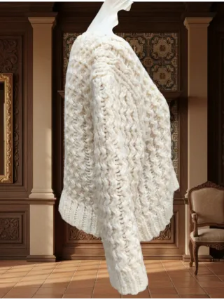 Suéter Zara Punto Grueso Crema