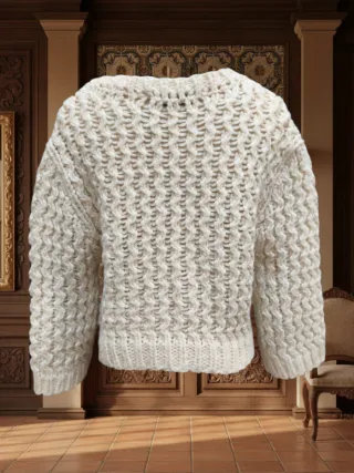 Suéter Zara Punto Grueso Crema