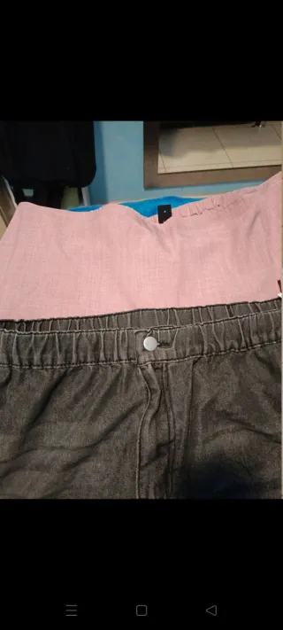 Falda pantalón rosa tela fina,tejano corto mujer