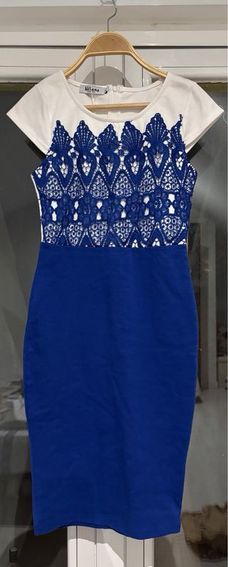 Vestido Milano encaje azul y blanco