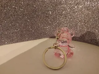 Portachiavi Orsetto Rosa Sfaccettato