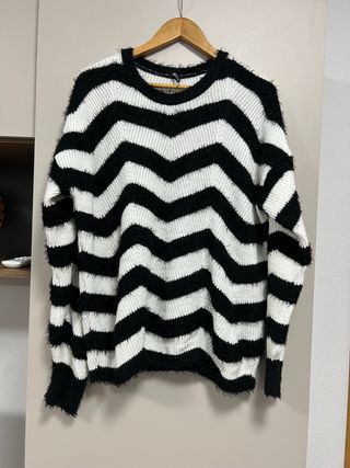 Jersey Laura Torelli Zigzag Negro Blanco Talla XL