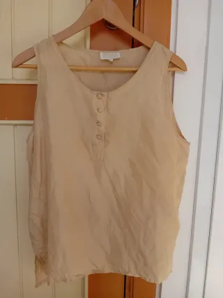 Canotta in seta beige