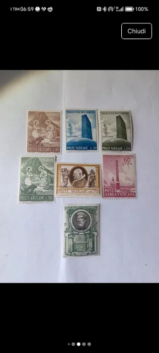 7 francobolli Poste Vaticane 1965 nuovi