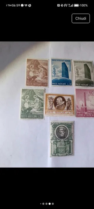 7 francobolli Poste Vaticane 1965 nuovi