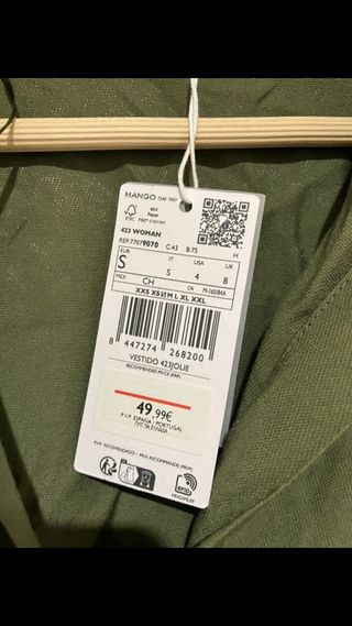 Vestido verde Mango Talla S