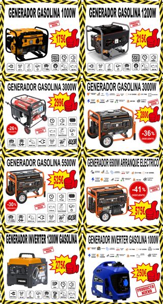 Generadores Gasolina 1000W a 6500W