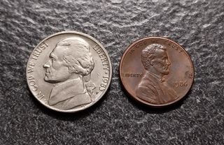 5 Five 1983 e 1 Penny 1986 U.S.A.