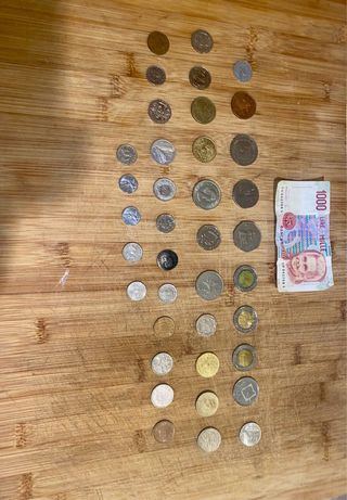 Lotto di monete miste e banconota 1000 Lire