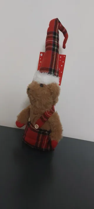 Orsetto fermaporta a quadri rosso