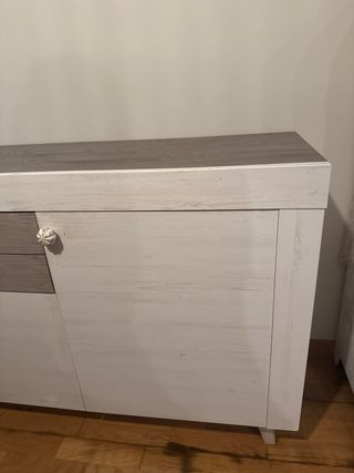 Aparador Cómoda Madera Blanco y gris