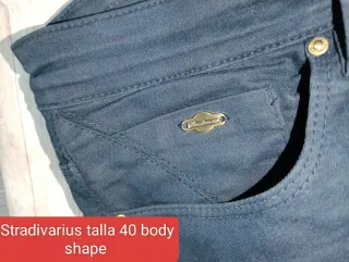 Pantalones Stradivarius Talla 40 Azul