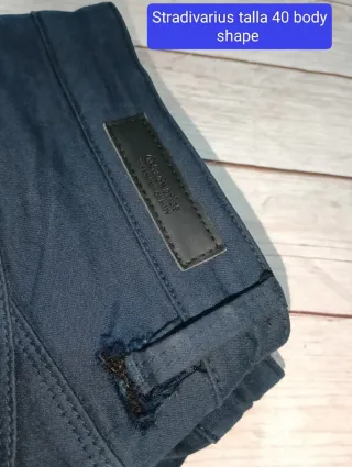 Pantalones Stradivarius Talla 40 Azul